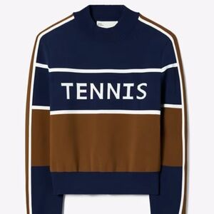 Tory Burch Cropped Tech Nylon Tennis Sweater, Size Medium